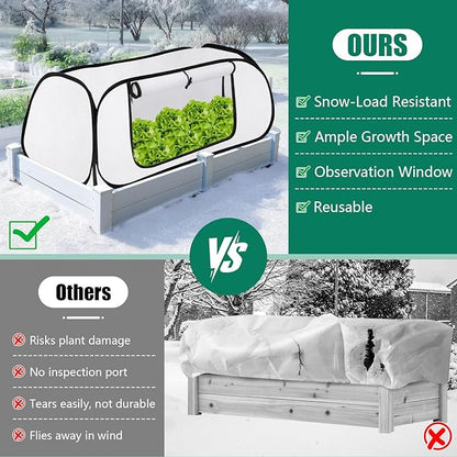 ANGAR Pop Up Winter Garden Covers for Raised Beds, 45" x 22" x 16"Plant Covers Freeze Protection, Garden Rows Greenhouse Raised Bed Cover for Seedlings Vegetable Fruits Rows, Includes 8 Stakes