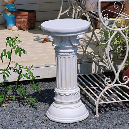 Decorative Roman Column Pedestal, MGO Cement with Fiber, Classical Garden Pillar, Indoor Outdoor Decor,Wrap Foam Safely Delivered from Local Warehouse (White, 21.9IN)