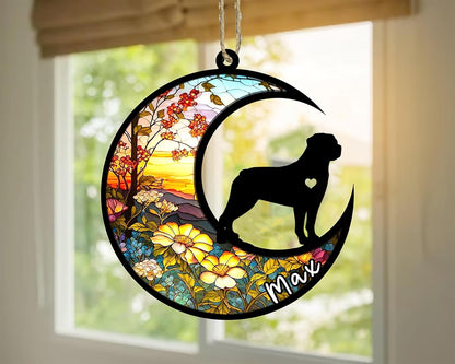 Personalized Dog Memorial, Custom Name Rottweiler (Tan) Dog Christmas Ornament with Name, Custom Breeds, Pet Loss Light Catcher, Gifts for Lovers Loss of Pet Sympathy on Mothers Day Christmas