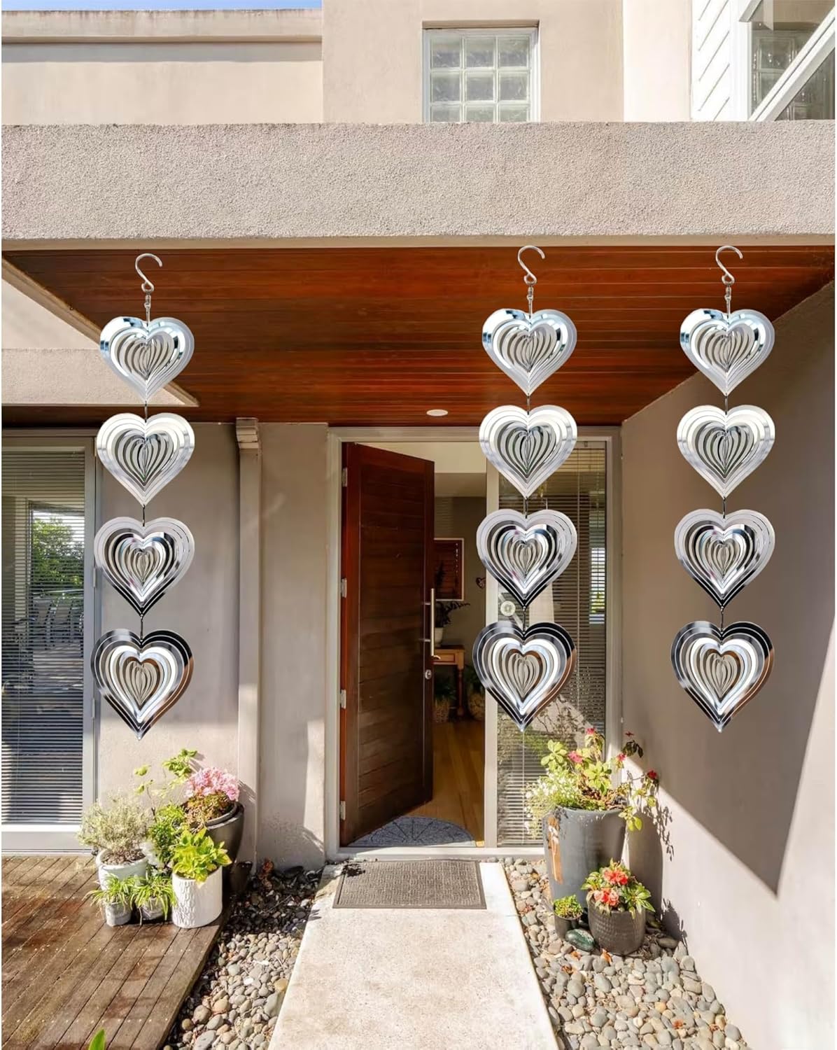3D Wind Sculptures & Spinners Flowing-Light Effect Wind Spinners Outdoor Garden Decor Metal Square Wind Spinners Gifts for Mom, Women Wind Spinner (Continuous Love)