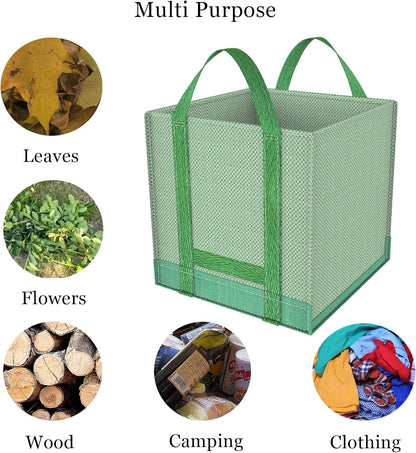 32 Gallons Reusable Garden Waste Bags, Yard Waste Bags, Lawn/Leaf Bags, Heavy Duty Gardening Bags, Integrated Reinforced Handle, Suitable for Collecting Leaves, Pruning Bushes(2-Pack 32Gallons)
