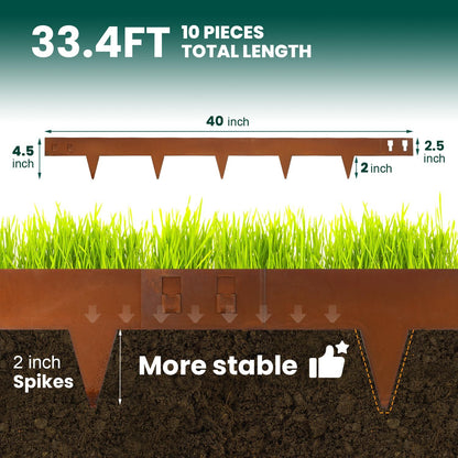 Corten Steel Landscape Edging 4.5 Inch Depth Steel Landscaping Edging 40 Inch Strips10 pcs Metal Garden Landscape Border Rusted Edge for Lawn Yard Outdoor Plant by GZGNEEVL