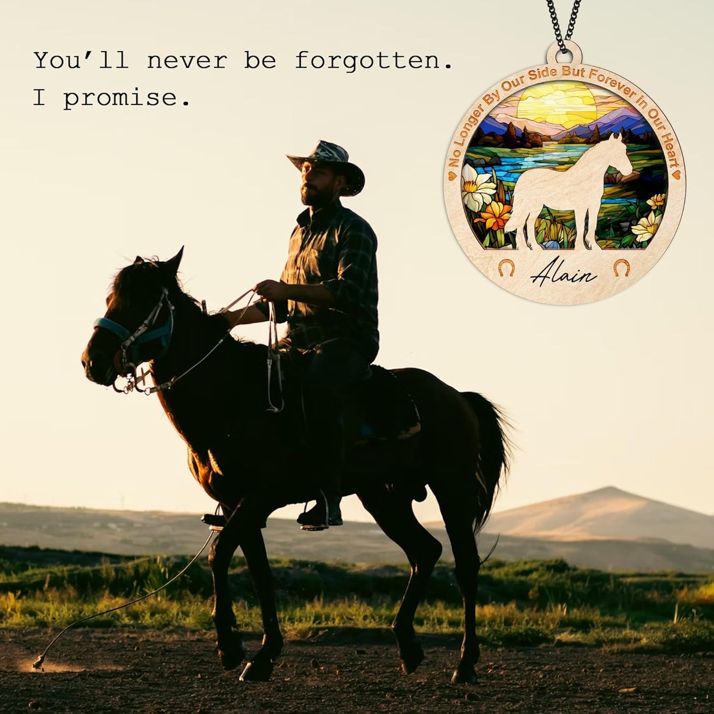 Horse Memorial Ornaments, Christmas Xmas Tree Ornament, Window, Car Hanging, Sympathy Gift for Loss of Horse, Bereavement Keepsake, Holiday Decoration for Pet Loss PO236