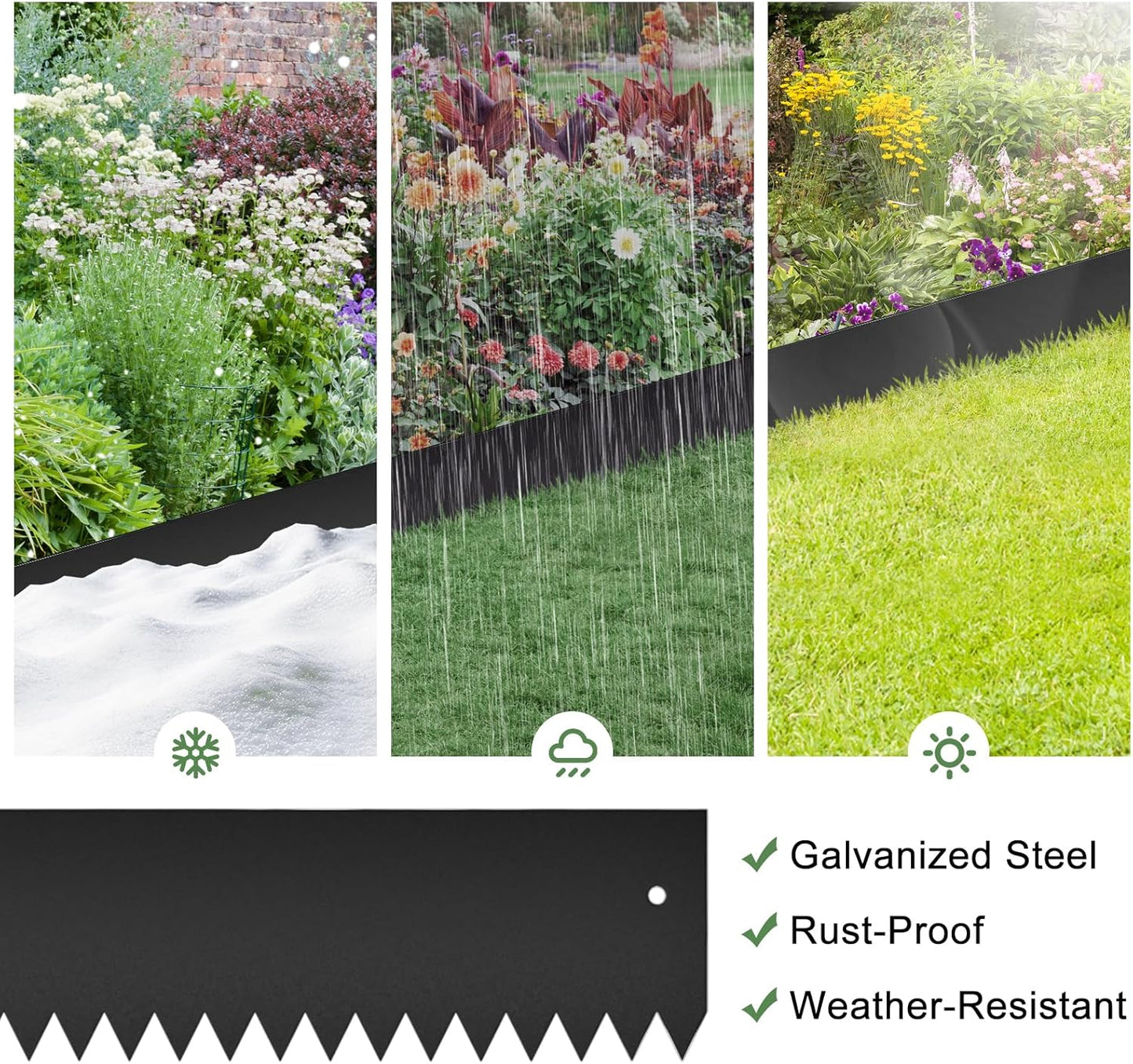 33FT Galvanized Steel Landscape Edging 10 Pack, 40" x 6" Metal Edging for Landscaping with 10Pcs Stakes & Gloves, Metal Garden Border for Garden Design, Yard, Tree Rings, Pathway, Divider