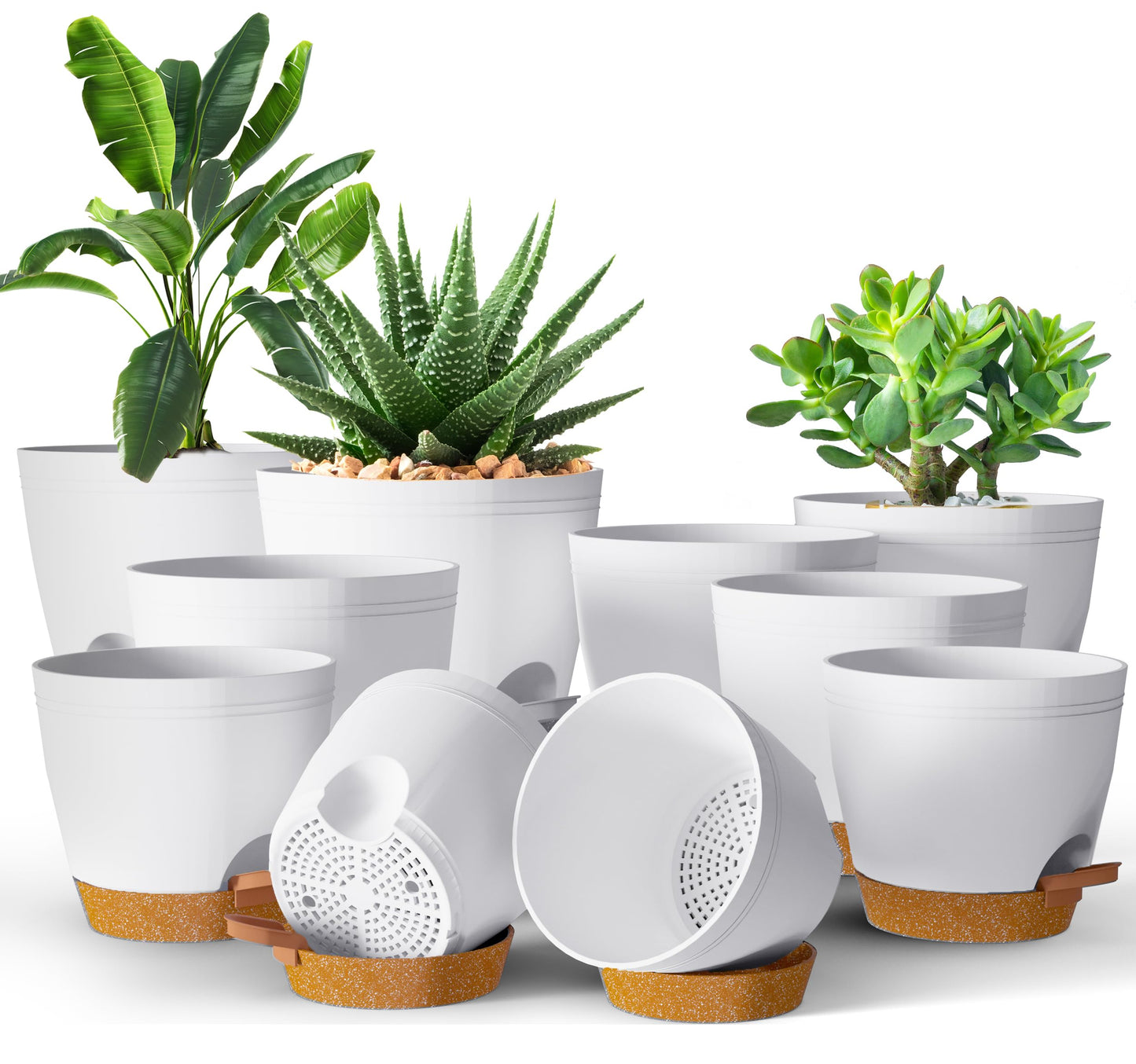 Utopia Home Self Watering Pots for Indoor Plants 6.8"/6.4"/5.9"/5.5"/4.9", Planters for Indoor