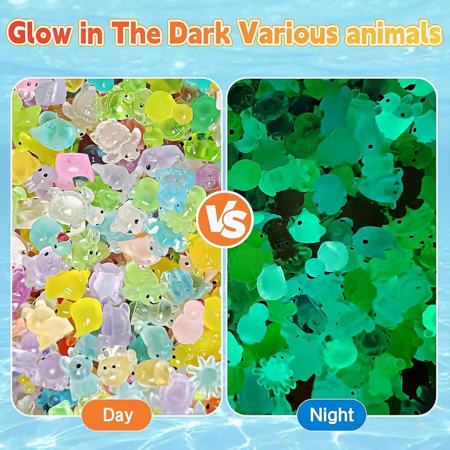 100PCS Mystery Bag Mini Resin Animals,Mini Glow in The Dark Animal Resin Models,Mystery Resin Animals Blind Bag Small Luminous Farm Ocean Figures Collectible Mini Animals,Random Design