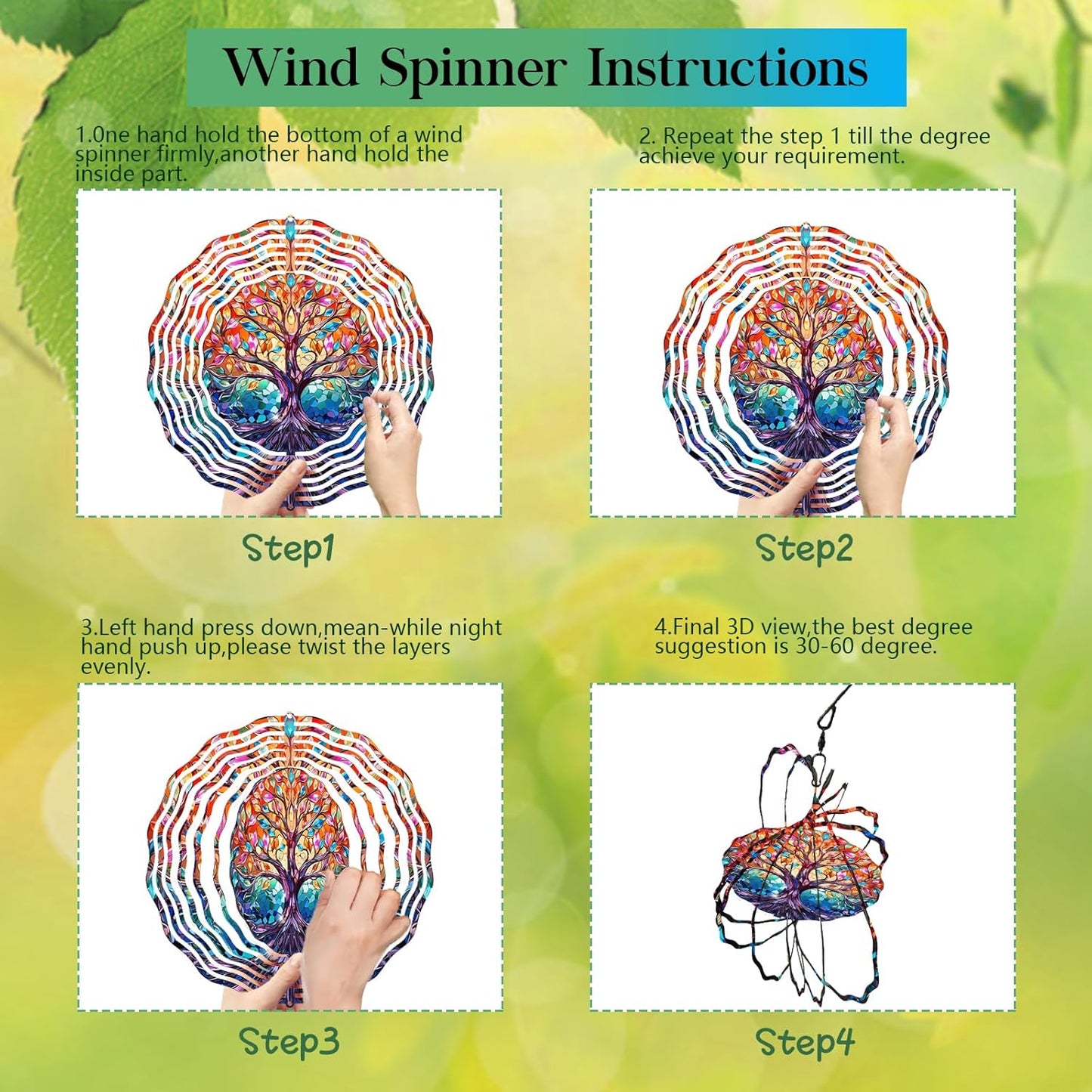 TIANCENTRAL H Tree of Life Wind Spinner,Tree of Life Wind Spinners 3D Frosted Hanging for Yard, Unique Gift Wind Spinner,3D Hanging Wind Sculptures for Garden Outdoor