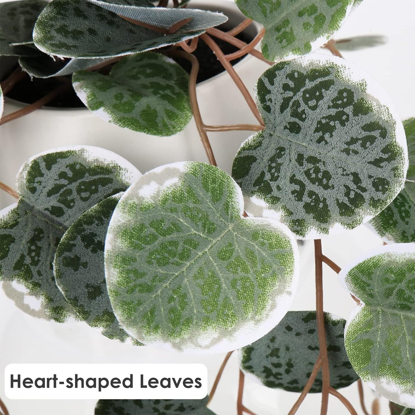 Briful Faux Hanging Plants Indoor 17'' Artificial String of Heart Plants with Semicircle Wall Mount Planter Faux Draping Vine Plants for Home Office Bathroom Hanging Decor (Green White)
