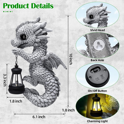 Tfro & Cile Dragon Garden Statue Solar Tree Hugger Light Outdoor Lawn Decor for Balcony Patio Yard Idea Gift for Women