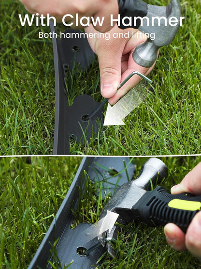 GROWNEER 200FT Landscape Edging Flexible 4 inch Tall Garden Border with 180pcs Galvanized Steel Anchoring Spikes and Hammer Lawn Edging Kit for Flower Bed, Pathway, Landscaping Project, Black