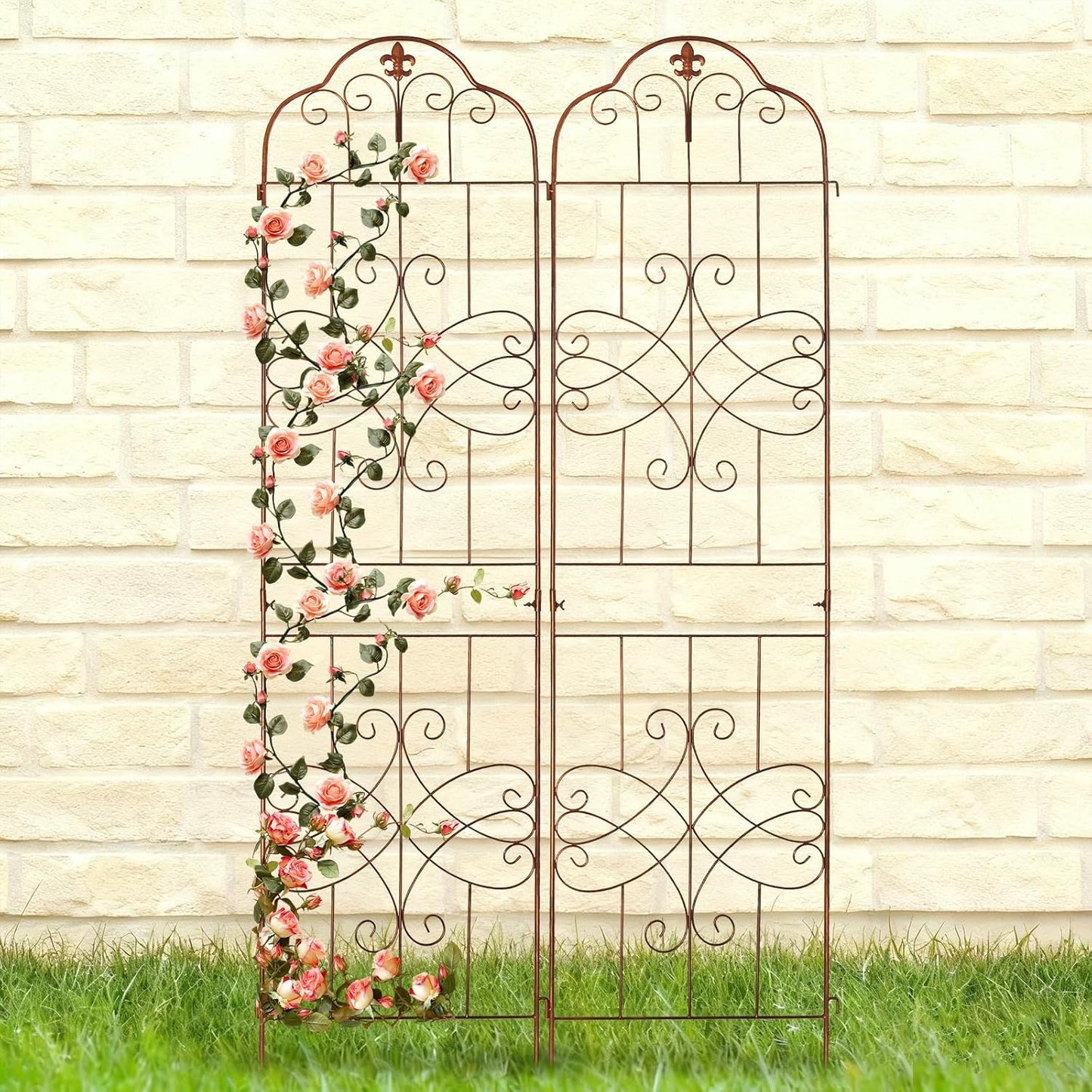 hogardeck 4 Packs 84 * 19 inch Metal Garden Trellis for Climbing Plants Outdoor,Heavy Duty,Coating Rustproof Trellis for Rose, Vegetable, Flowers, Expandable,Perfect for Training Climbing Plants