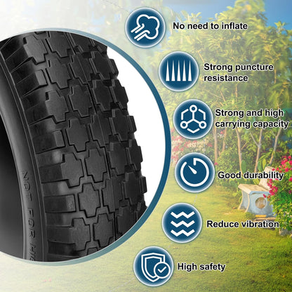 4.80/4.00-8" Flat Free Tire and Wheel 14.5" Solid Flat-Free Replacement Tire with 5/8"& 3/4" Axle Borehole, Adjustable Centered Hub 3-7" for Wheelbarrow Garden Trailer and Trolley by Cenipar