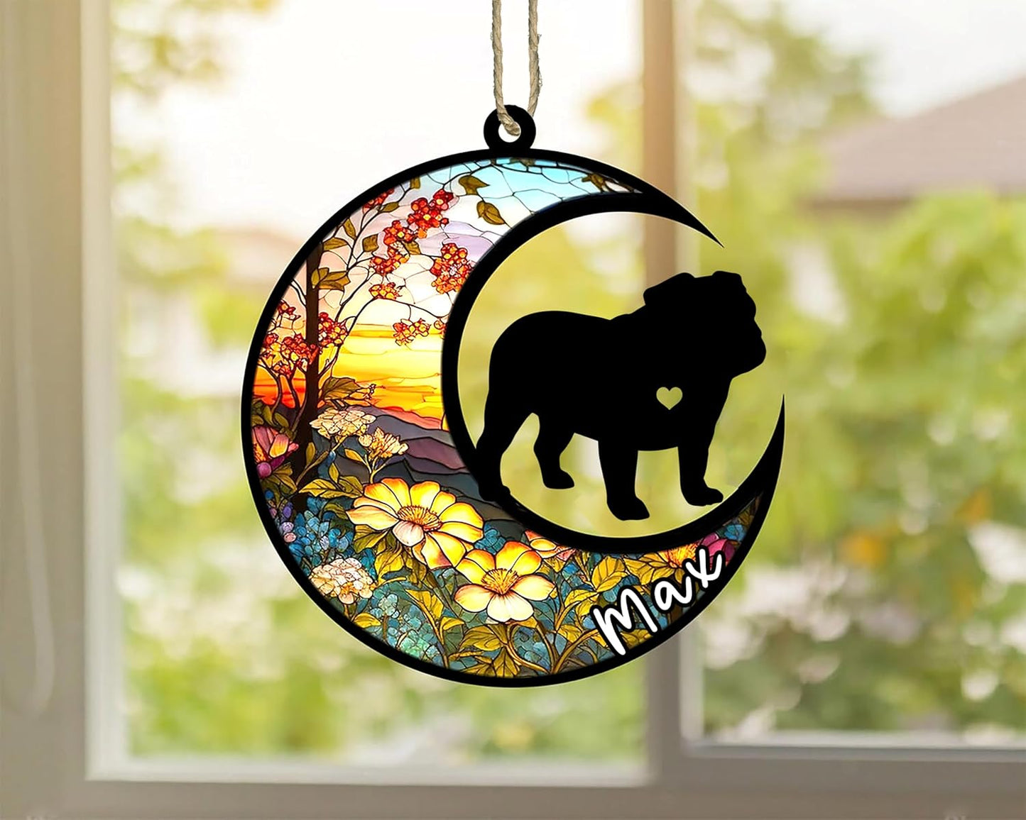 Personalized Dog Memorial, Custom Name Bulldog Dog Christmas Ornament with Name, Custom Breeds, Pet Loss Light Catcher, Gifts for Lovers Loss of Pet Sympathy on Mothers Day Christmas