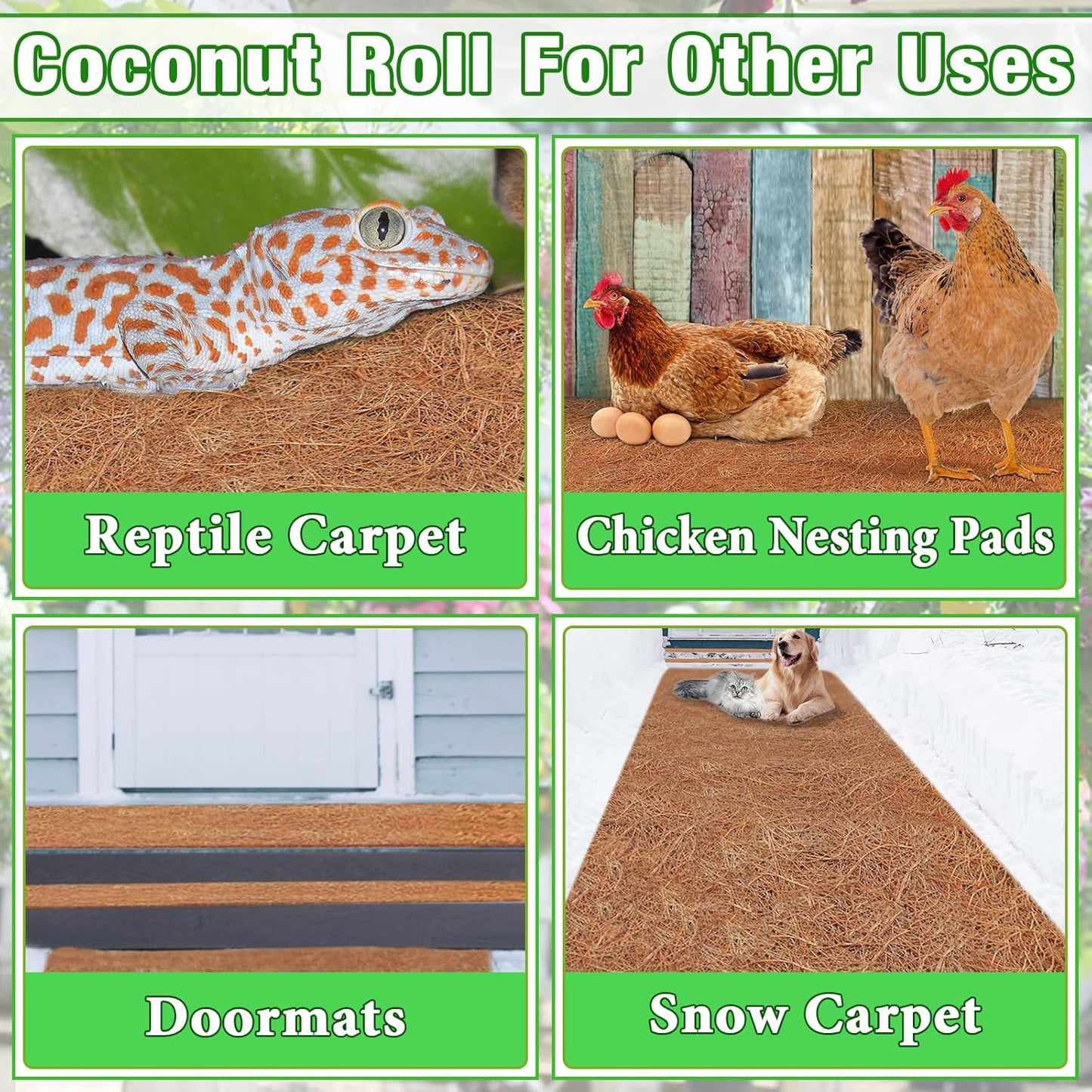 ZeeDix 16 x 80 inches Thickened Coco Liner Roll for Planters- Natural Coconut Flower Basket Liners Coco Coir Mat for Plants Flowers Vegetables Reptiles Carpet