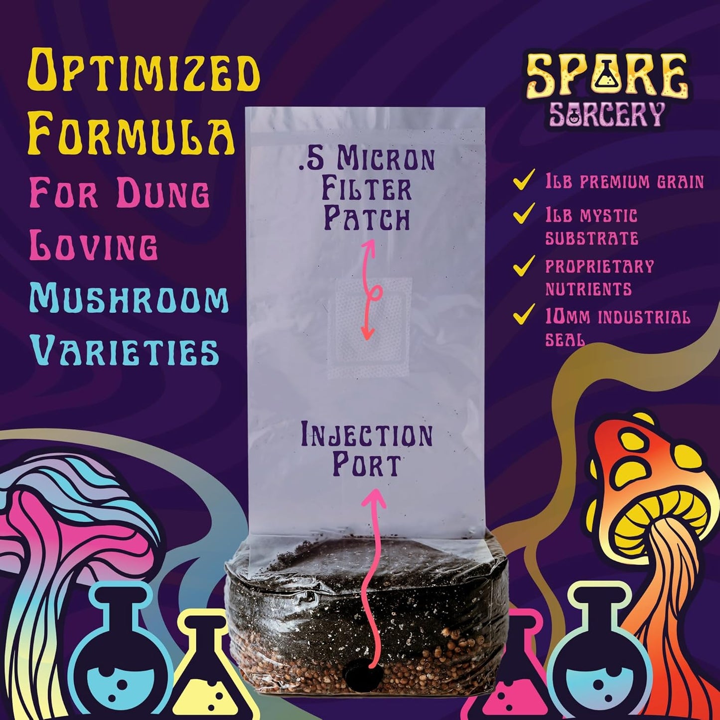 4 LB All-in-One Grow Bag: Up to 32oz of Mushrooms! Nutrient-Enhanced, Injection Port, Just Add Your Own Spores & Grow Like Magic (4 LB Bag)