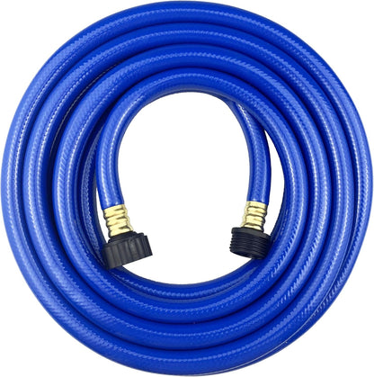 PVC Garden Hose 1/2 Inch, Flexible Water Hose with Male and Female Fittings, No Leaking, Heavy Duty, for Household, Outdoors, Lawns, Patio (15 FT, Blue, Plastic Fittings)