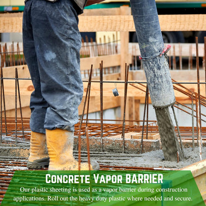 Farm Plastic Supply - Concrete Vapor Barrier - 20 mil - Heavy Duty Plastic Tarp, Polyolefin Vapor Barrier Plastic Sheeting, Painters Tarp, Roll of Heavy Duty Plastic (12' x 70')