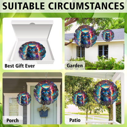 Celestial Cat Wind Spinner, Celestial Cat Wind Spinner Hanging for Yard and Garden, Unique Gift Wind Spinner, 3D Hanging Wind Spinner Outdoor