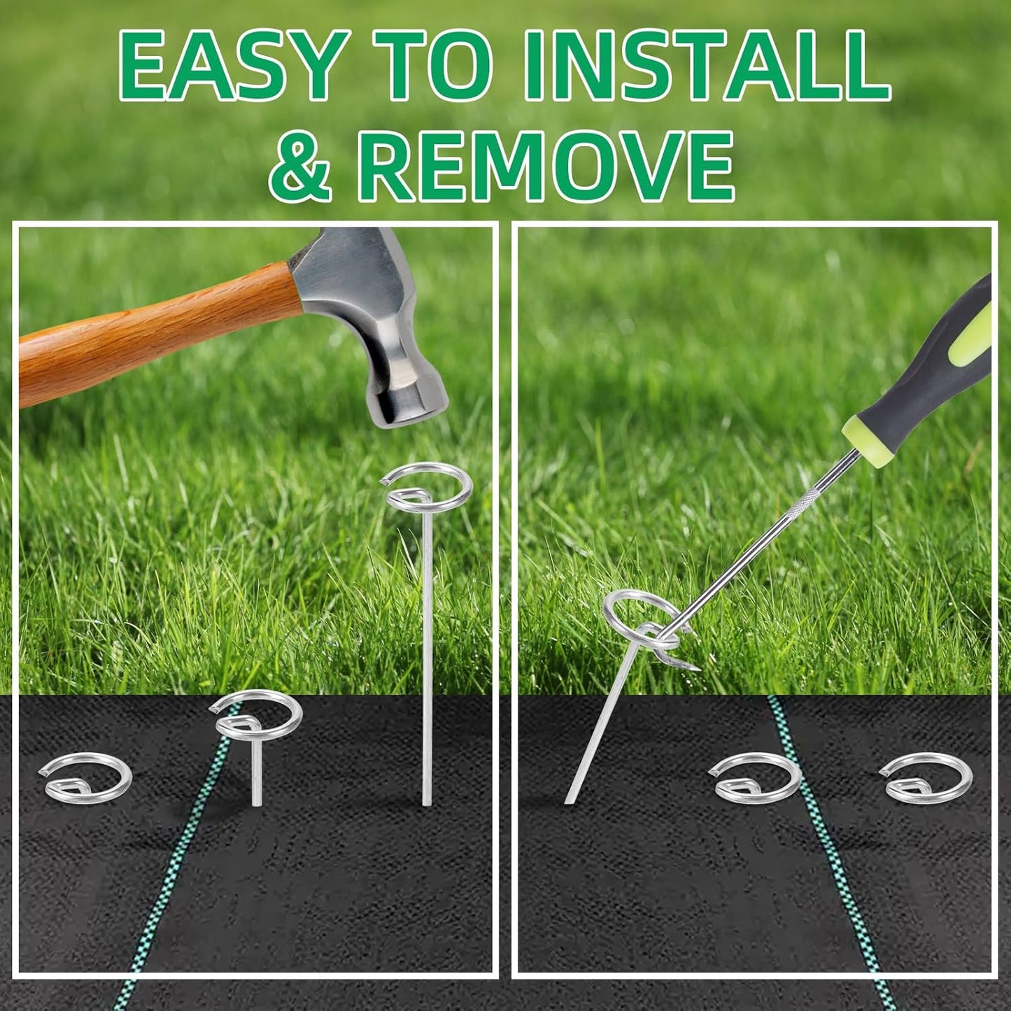 100 Pack 6 Inch Landscape Staples, Thickened 8 Gauge Circle Top Garden Stakes Heavy Duty Galvanized Landscape Fabric Pins for Securing Weed Barrier, Turf, Lawn, Fence, Tent