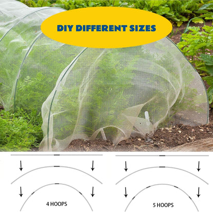 Garden Hoops and Mesh Netting Kit, Ultra Fine,Pest-Proof Cover 36Pcs Garden Tunnel,Plant Covers 8x24 Ft Netting &30 Clips &10Sets of Ground Stakes for Vegetable,Greenhouse Row Cover (Medium)