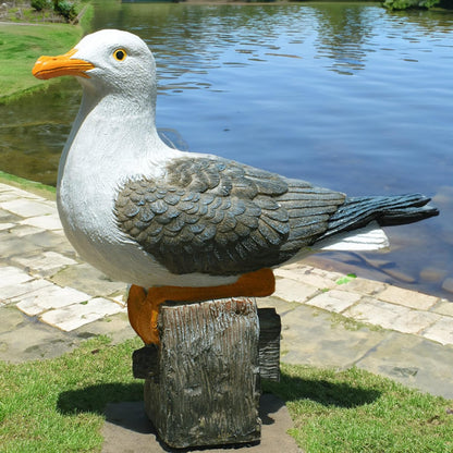 Real Seagull Outdoor Sculpture,Funny Bird Statue,Garden Beach Statue Decor,Resin Animal Seabird Ornaments,Coastal Beach Decor,Patio Decor for Outdoor Table Decorfor Garden,Terrace,Lawn,Yard