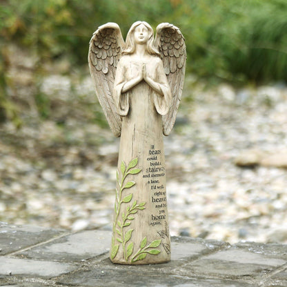 Topadorn Angel Statue Decoration for Garden, Lawn, Home & Patio, Standing Angel Memorial Resin Figurine Ornament, Waterproof Angel Antique Sculpture Stone, 13''H