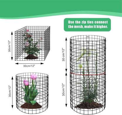 Eunika 8 Pack Round Plant Protector from Animals,24 Pcs 12" x 12" Metal Mesh to Keep Animals Out Wire Plant Protectors for Rabbits Chicken Duck Barricades for Garden Vegetable Flowers Protection