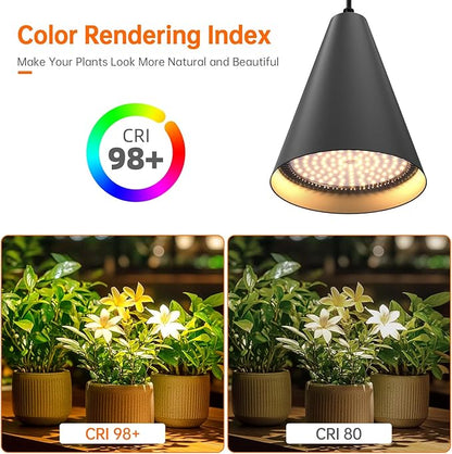 Bstrip 50W Double-Head Hanging Grow Lights for Indoor Plants, 3000K, Black LED Plant Light Bulbs with Timer and 16.4FT Power Cord, Perfect for Tall Plants, Gardens, Flowers, and Greenhouses