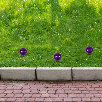 Happyyami Stainless Steel Mirror Reflective Ball Purple Gazing Ball for Garden Decor 15Cm Outdoor Accent 2Pcs Set