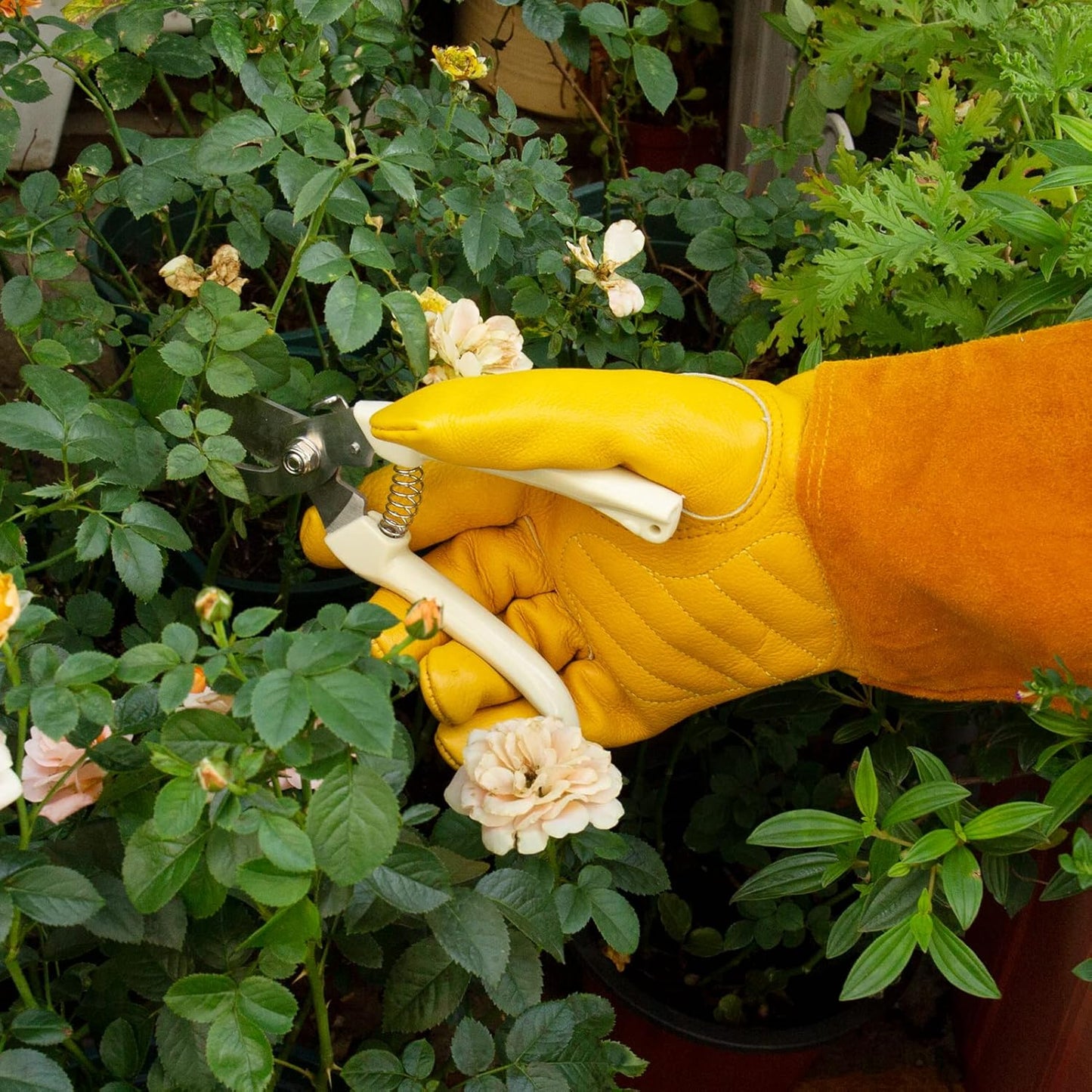 Acdyion Gardening Gloves for Women/Men Rose Pruning Thorn & Cut Proof Long Forearm Protection Gauntlet, Resistant Thick Cowhide Leather Work Garden Gloves
