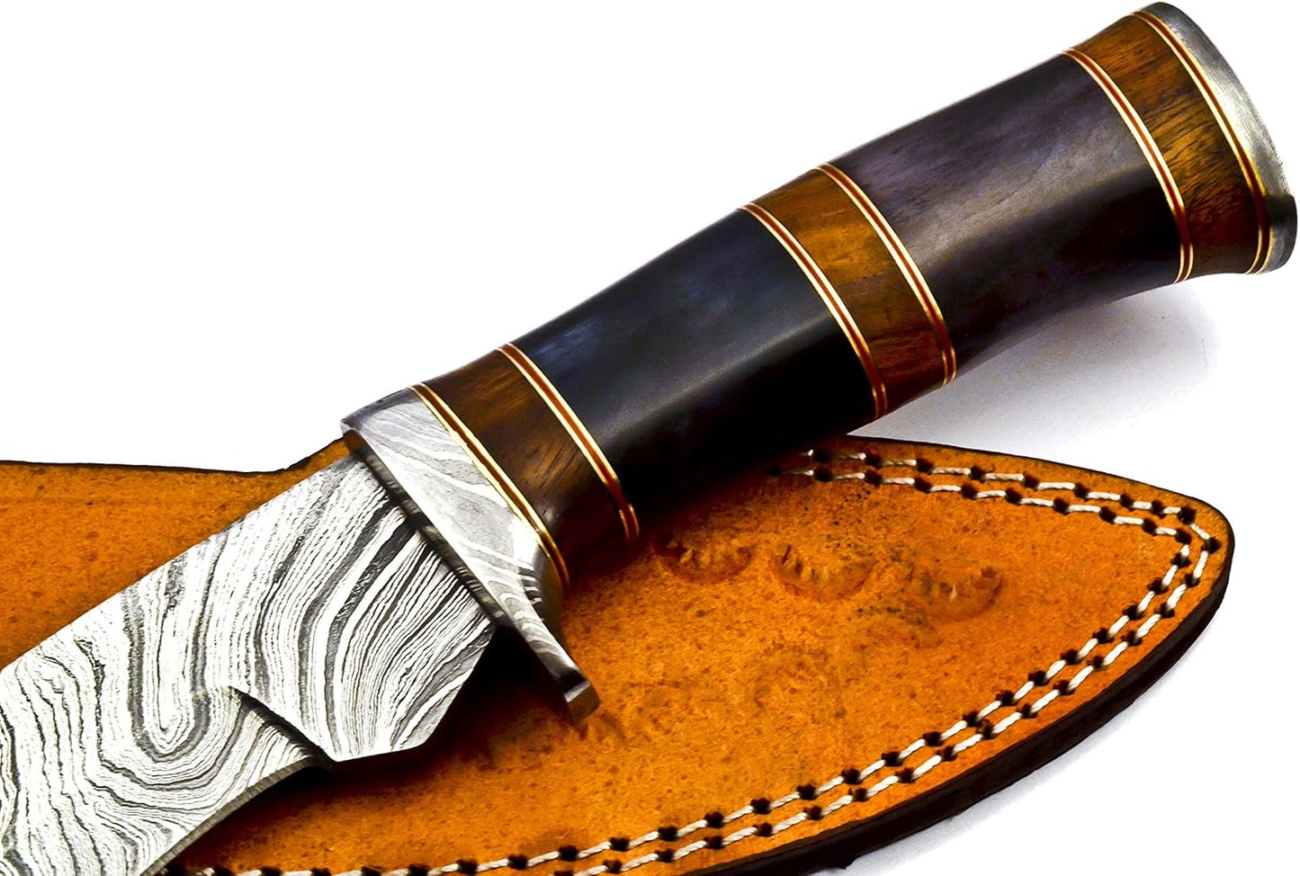 Nooraki - 15-inch | Handmade Damascus Steel Heavy Duty Kukri Knife Sharp Blade, With Leather Sheath | Ideal for Hunting, Bushcraft, Survival, Chopping, Camping, Outdoor Gift for Men Women - KK155