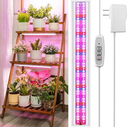 FOXGARDEN Grow Light Strip, Red Blue White Full Spectrum Plant Light for Indoor Plants, 96 LED Bright Grow Lamp with Auto On/Off Timer 4/8/12H, 4 Dimmable Brightness