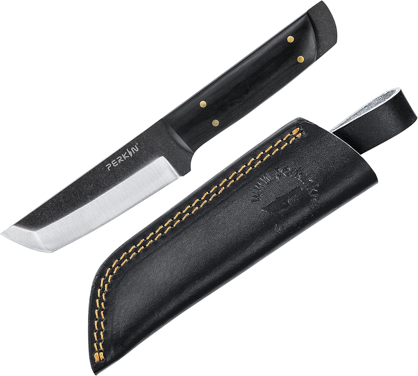 Perkin Handmade Fixed Blade Hunting Knives with Sheath-Full Tang Bushcraft Fixed-Blade Tanto Knives for Outdoor, Camping, Survival Tactical, Fighting, Hiking, Skinning, Hunter-Unisex Adults