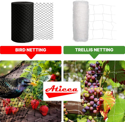 Heavy Duty Bird Netting for Garden Protection & Fruit Trees, 15x15 Ft with 10 Stakes – Black Anti-Bird Net for Poultry, Deer, & Squirrel Protection, Durable Nylon Mesh for Garden and Yard Use