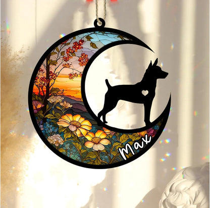 Personalized Dog Memorial, Custom Name Rat Terrier Dog Christmas Ornament with Name, Custom Breeds, Pet Loss Light Catcher, Gifts for Lovers Loss of Pet Sympathy on Mothers Day Christmas