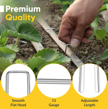 USA Made 15 Pack Landscape Staples 6 inch 11 Gauge Garden Stakes Galvanized Garden Staples | Metal Ground Stakes for Gardening| Yard Stakes for Decoration, Weed Barrier Fabric