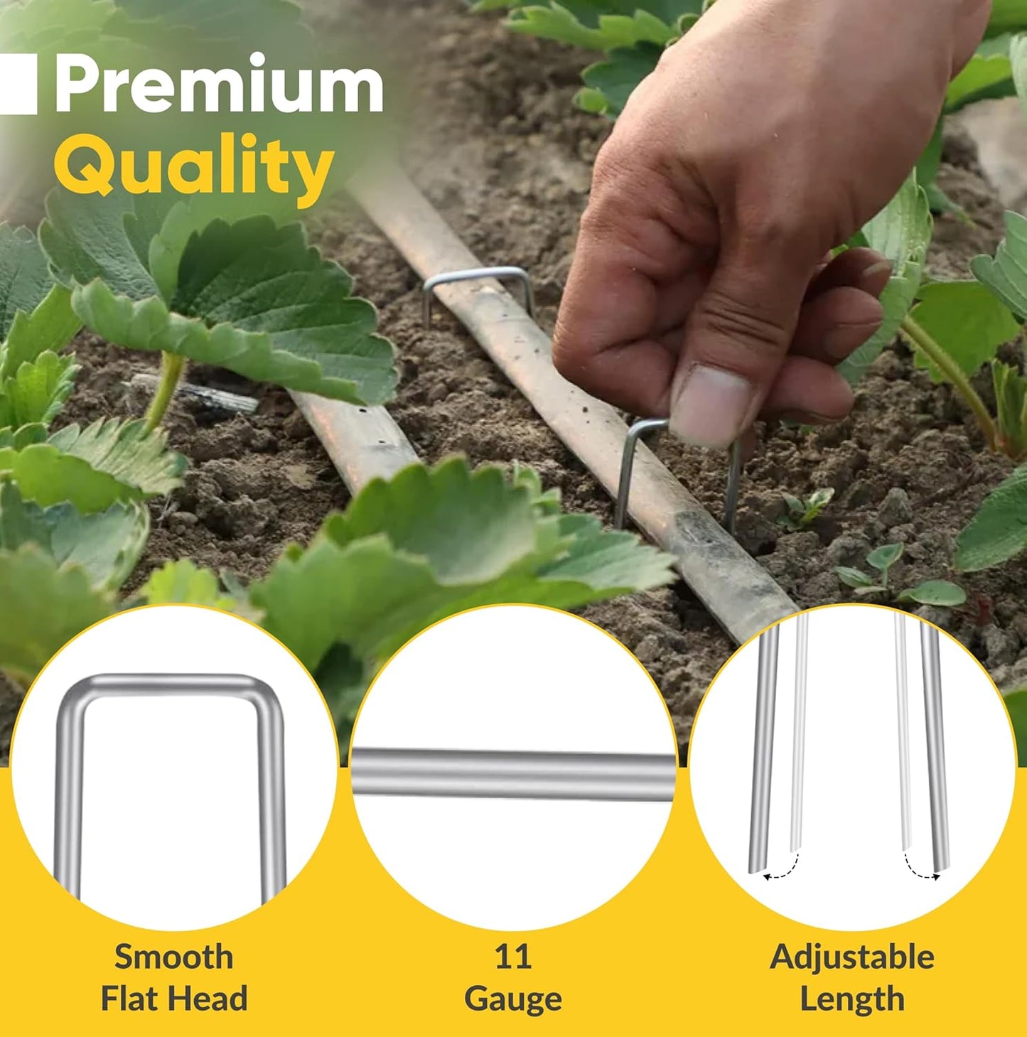 USA Made 20 Pack Landscape Staples 6 inch 11 Gauge Garden Stakes Galvanized Steel | Yard Stakes for Decorations Weed Barrier Fabric | Ground Stakes for Gardening | Fence Stakes Landscape Pins