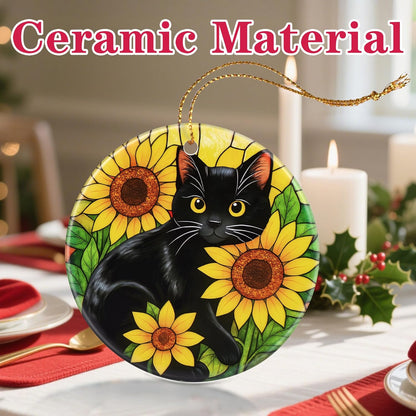 Christmas Ornament, Christmas Decoration, Ceramic-Style Black Cat Ornament, Heirloom Keepsakes, Holiday Ornaments, Holiday Presents, Unique Xmas Gifts, Gift Exchange Ornaments, Gift Idea
