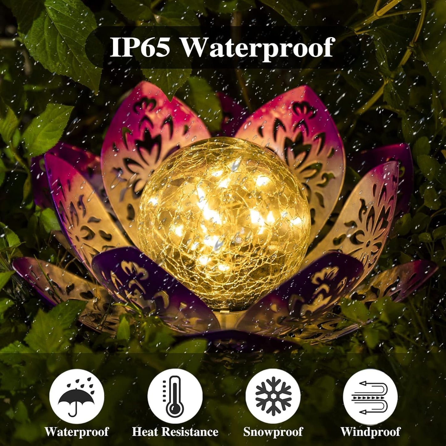 Huaxu Solar Garden Lights Outdoor Decorative - Bright Lotus Flower Table Lamp, Waterproof Solar Lights for Patio Pathway Yard Balcony Outside Decor