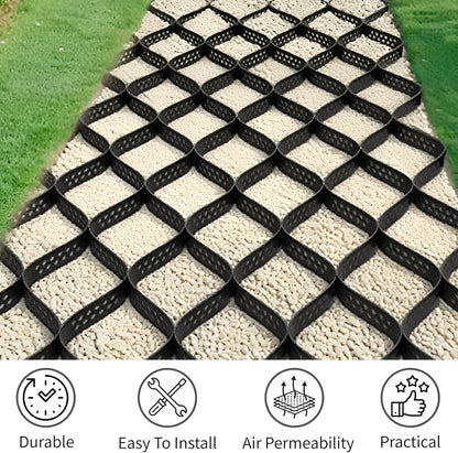 Ground Grid Black Base Grid, Durable Ground Reinforcement for Gardens Yards Pathways Slopes, Parking Landscaping (40x4Ft x 3Inch)