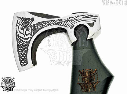 SHINY CRAFTS-Axes Handmade Viking Axe Hatchet Norse Battle Axe-with Carbon Steel Head and Black Etching Design Ashwood Handle Viking Gifts for Men with Premium Quality Leather Sheath (SCA 18)