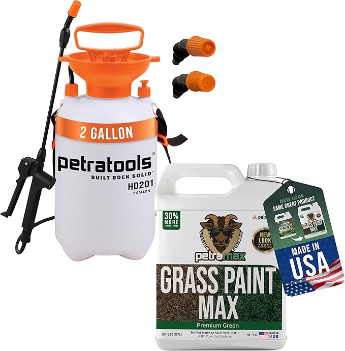 PetraMax 1 Gallon Premium Green Grass Paint Sprayer Bundle