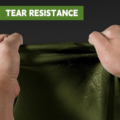 Green/Silver Heavy Duty Waterproof Tarp 8x10FT, 12mil Thick，Multifunctional tarp Whit Tear&Fade Resistant,UV Resistant,with Grommets and Reinforced Edges.