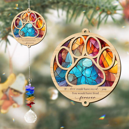 2 Layered Ornament Suncatcher Birthday Gifts for Dog Lover - Pet Memorial Suncatcher - Dogs Sympathy Hanging Ornament - Paw Ornament for Loss of Pet - Rainbow Maker