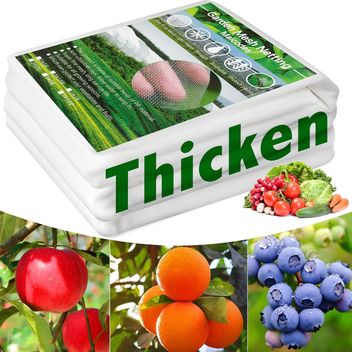 Thicken Garden Netting Plant Covers 6.6 x 16.5 Ft Insect Netting for Garden Mesh Netting Nano PP for Vegetable Fruits Reusable Plants Netting Covers Protect Garden from Insects Birds, White