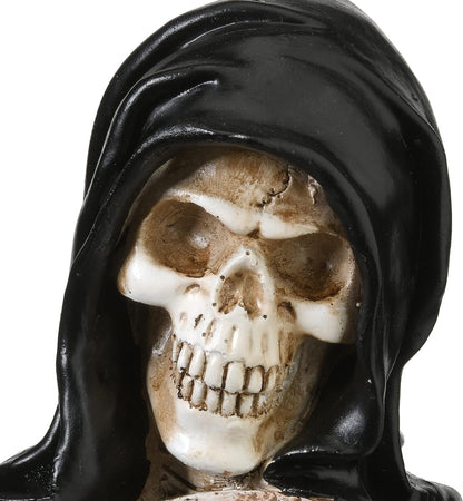 National Tree Company Skeleton Grim Reaper Standing with a Gravestone Decoration, Halloween Collection, 16 Inches