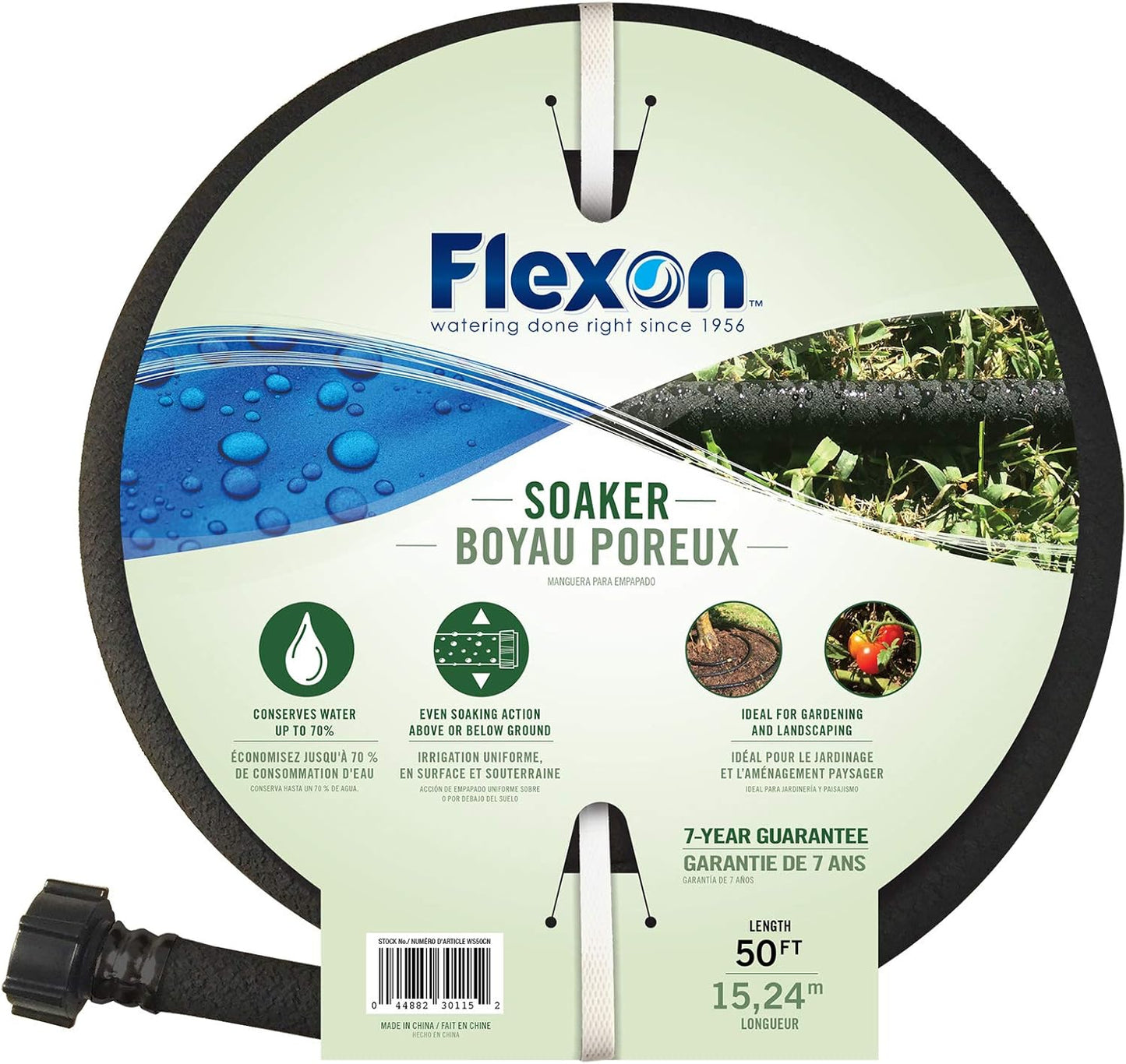 Flexon WS5850 5/8-Inch x 50-Foot Weep & Soak Garden Soaker Hose, Black