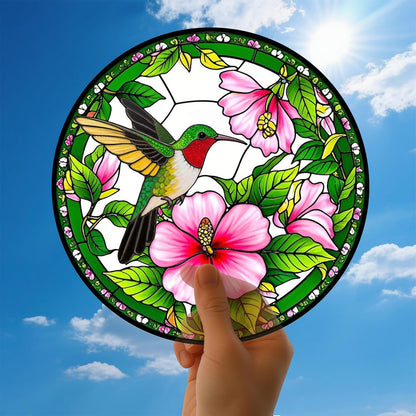 Hummingbird Suncatchers Stained Glass for Windows Hanging - 8'' Sun Catchers Indoor Window Garden Suncatcher, Stain Glass Window Hanging for Home Decor, Wall Art, Gifts for Women