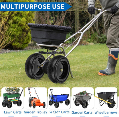 13 Inch Flat Free Wheels Tires 4.00-6 Solid Replacement with Universal 5/8" Axle Bore Hole, 4 Spacers and 2 Pins, for Wheelbarrow, Garden Wagon, Hand Truck, Trolley, Lawn Mower, 1 Pack