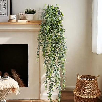 Artificial Hanging Plant 2 Pcs Faux Plant Ivy Vine Faux Eucalyptus Vines Fake Potted Greenery for Wall Living Room Home Shelf Office Bathroom Outdoor Indoor Decor (Type 2)